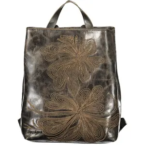 Trendiger Damenrucksack braun mit Stickerei und praktischen Fächern