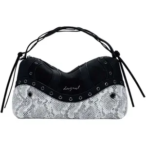 Desigual, Damen, Handtasche, Bergamo Snake Patch Shoulder Bag, Schwarz günstig