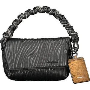 Desigual kleine Tasche schwarz Wellenrelief Flechthenkel günstig