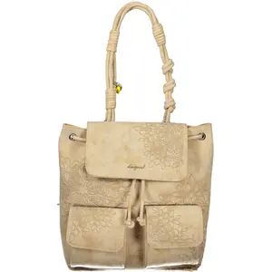 Desigual kleiner Rucksack beige bestickt Klappe Charms