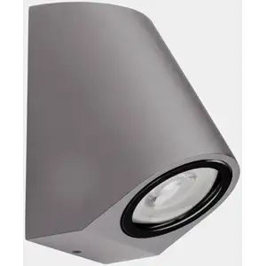 LEDS-C4 Außenwandlampe Eko Inclined, grau, Breite 7 cm, Alu
