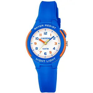 Calypso Kinderuhr analog Quarz mit Licht Silikonband blau K6069/3 günstig