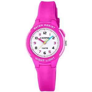 Calypso Kinderuhr analog Quarz mit Licht und Silikonband pink K6069/1 günstig