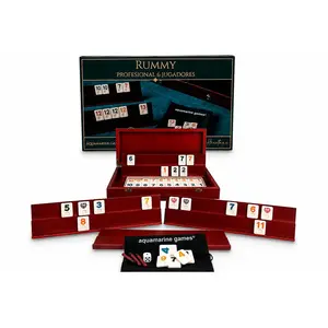 Aquamarine Professionelles Rommé Brettspiel Für 6 Spieler Im Holzkoffe...