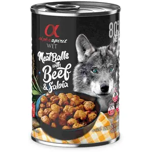 Alpha Hundefutter Mit Rindfleischbällchen Und Salbeibox 6x400g