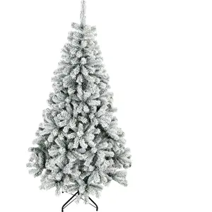 HOMCOM Verschneiter Weihnachtsbaum 180 cm, Tanne mit gelenkigen Zweigen, 650 feuerhemmende PVC-Spitzen, schneller Aufbau, klappbarer Stahlständer, Grün und Weiß   Aosom