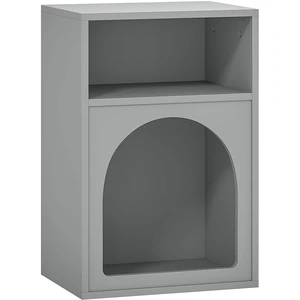 HOMCOM Moderner Nachttisch Schmaler Nachttisch mit 2 offenen Fächern Bogenförmiges Design Beistelltisch für Wohnzimmer Schlafzimmer 40x30x60 cm Grau Aosom günstig