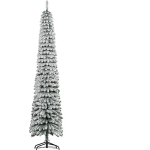 HOMCOM Schlanker Weihnachtsbaum 240 cm, künstlicher Baum mit Schneeeff...