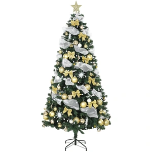 HOMCOM Weihnachtsbaum mit 250 warmweißen LEDs, 230 cm, fertig dekorier...