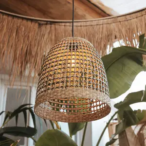 Newgarden Pendellampe Positano, natur, Seegras, Ø33cm, IP44