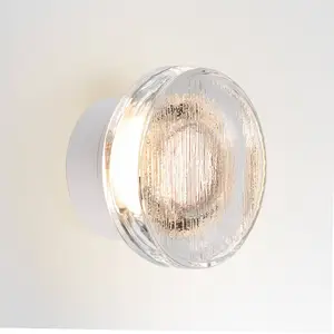 MARSET LED-Außenwandlampe Roc, Ø 17 cm, weiß/transluzent