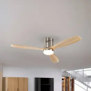 LED-Deckenventilator Siroco, nickel/holz hell Ø 132 cm leise günstig