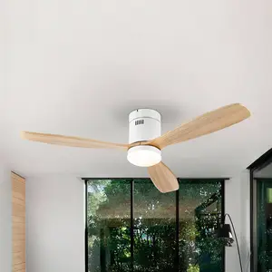 LED-Deckenventilator Siroco, weiß/holz hell Ø 132 cm, leise günstig