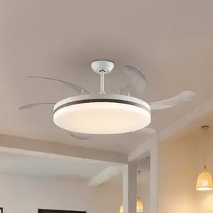 LED-Deckenventilator Vento weiß/bronze/klar, Ø 150 cm leise günstig