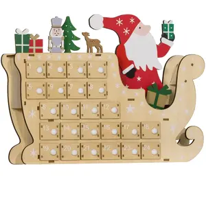 HOMCOM Adventskalender aus Holz mit 24 Schubladen, wiederverwendbarer ...