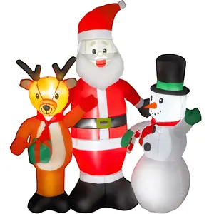 Outsunny Aufblasbarer Weihnachtsmann 150 cm mit Rentier und Schneemann...