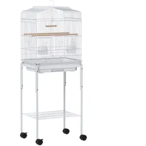 PawHut Vogelkäfig, großer Käfig mit Rollen, Ablagefach, Türen, 2 Futte... günstig