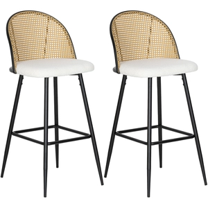 HOMCOM Set mit 2 Barhocker, Hochhocker für die Küche mit Rattan Rücken... günstig