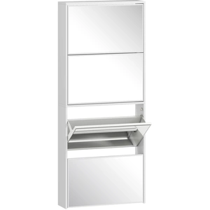 HOMCOM Schmaler Schuhschrank mit Spiegel, 4 Klapptüren, Schuhschrank f... günstig