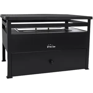 Purline Biobrennstoff-Grill 1,5L, rauchfrei, roter Stahl und rechtecki...