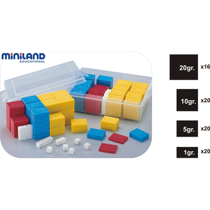 Set mit 76 Kunststoffgewichten   Miniland