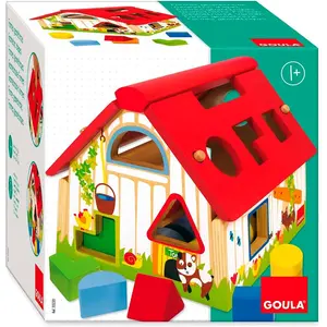 Bauernhof geometrische Formen Holz Goula 21x21x18 cm
