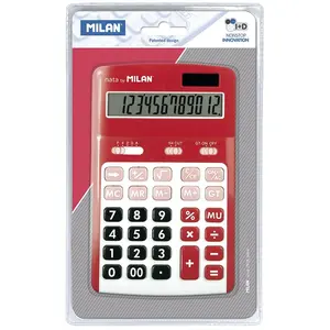 Milan Roter Blisterpack 12-stelliger Taschenrechner