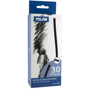 Milan Schachtel 30 Natürliche Kohlestifte (zylindrisch Ø 6-8 Mm)