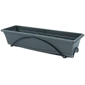 Plastiken 74809 Balkon-blumenkasten Mit Integrierter Platte Und Anthrazitfarbener Halterung 60x24 Cm günstig