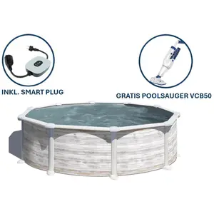 GRE Runder Stahlwandpool mit Nordicoptik KITPR358N Ø 350 x 132 cm, K... günstig