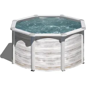 GRE Runder Stahlwandpool mit Nordicoptik KIT240N Ø 240 x 120 cm, Kom... günstig