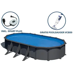 GRE Ovaler Stahlwandpool mit Anthrazitoptik KITPROV738GY 730 x 375 x... günstig