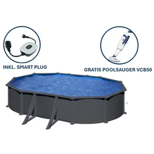 GRE Ovaler Stahlwandpool mit Anthrazitoptik KITPROV618GY 610 x 375 x... günstig