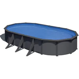 GRE Ovaler Stahlwandpool mit Anthrazitoptik KIT730GY 730 x 375 x 120... günstig
