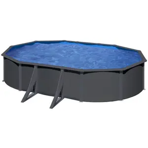 GRE Ovaler Stahlwandpool mit Anthrazitoptik KIT610GY 610 x 375 x 120... günstig