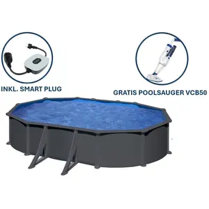 GRE Ovaler Stahlwandpool mit Anthrazitoptik KITPROV508GY 500 x 300 x... günstig