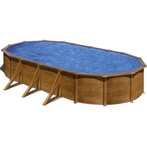 GRE Ovaler Stahlwandpool mit Holzoptik KIT730W 730 x 375 x 120 cm, K... günstig
