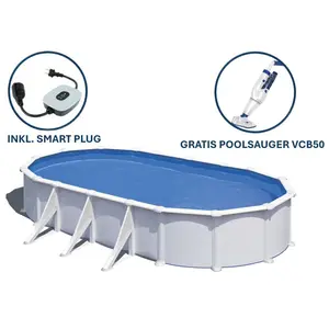 GRE Ovaler Stahlwandpool in Weiß KITPROV818   800 x 470 x 132 cm, Komp...