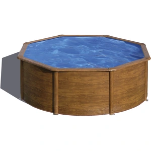 GRE Runder Stahlwandpool mit Holzoptik KIT350W Ø 350 x 120 cm, Kompl... günstig