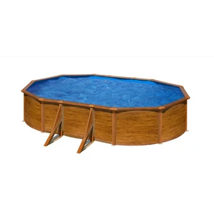 GRE Ovaler Stahlwandpool mit Holzoptik KIT610W   610 x 375 x 120 cm, K...