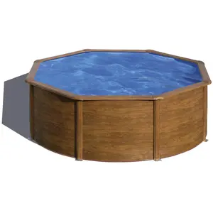 GRE Runder Stahlwandpool mit Holzoptik KITPR353W Ø 350 x 120 cm, Kom... günstig