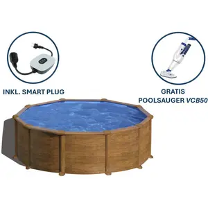 GRE Runder Stahlwandpool mit Holzoptik KITPR458WO Ø 460 x 132 cm, Ko... günstig