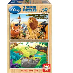 Puzzle von 2 x 50 Teile Freunde aus Holz Disney 32x22x5 cm