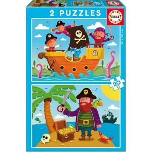 Puzzle aus 2 x 20 pièces Educa Piratas 22x32x4 cm