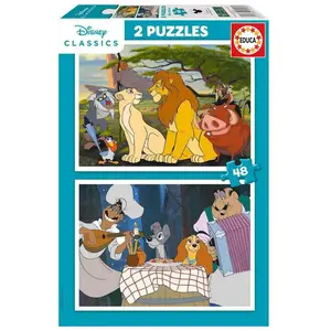 Educa 2x48 Teile Disney Tiere Der König Der Löwen+susi Und Strolch Puz...