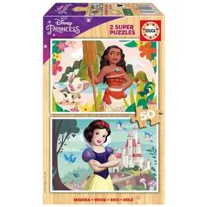 Educa 2x50 Teile Disney Princess Vaiana + Snow White Puzzle