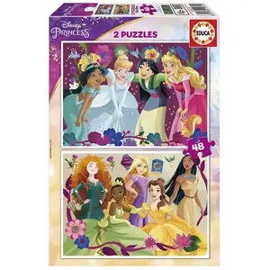 Educa 2x48 Teile Disney Prinzessin Puzzle günstig