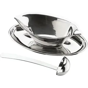Sauciere auf Tablett mit Edelstahl-Löffel Lacor 22x12x6,5 cm günstig