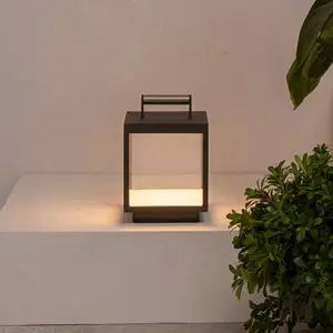 LED-Akku-Tischlampe Kerala, dunkelgrau, Alu, Höhe 26,8 cm
