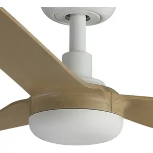faro Deckenventilator Punt M, DC, weiß/Holz hell günstig